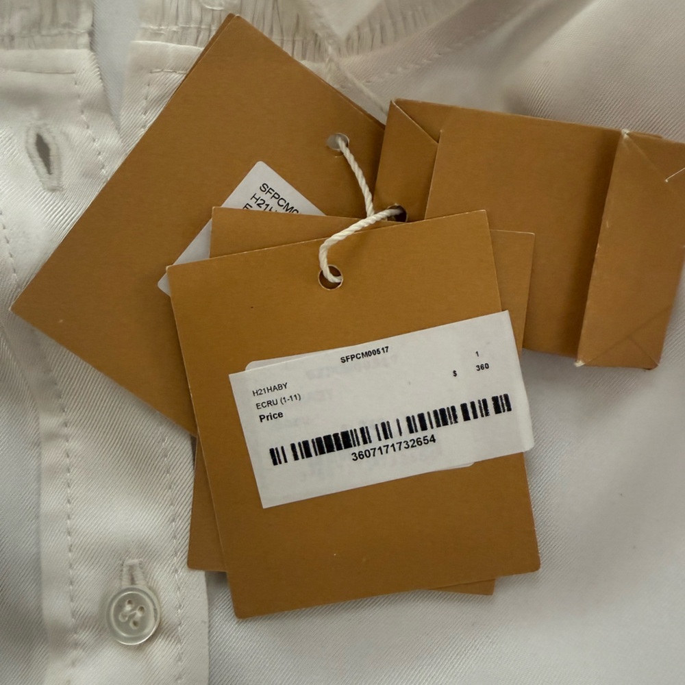 NWT Sandro Women's Cream Ruffle Blouse - Picture 6 of 6